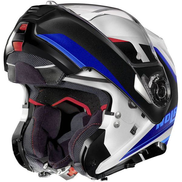 new nolan modular helmet 105 Helmet NOLAN N100-5 Hilltop 49 white blue – all4moto