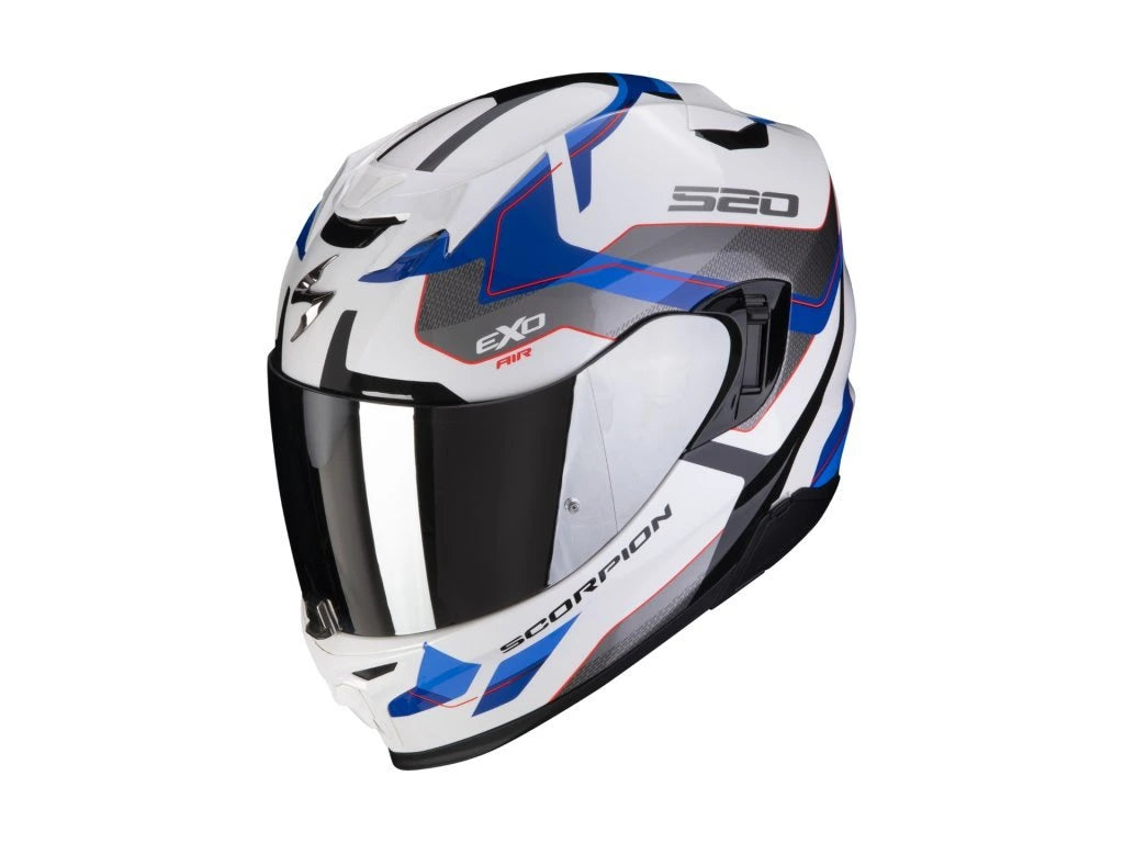 Helmet SCORPION EXO-520 EVO Air Elan white blue grey – all4moto