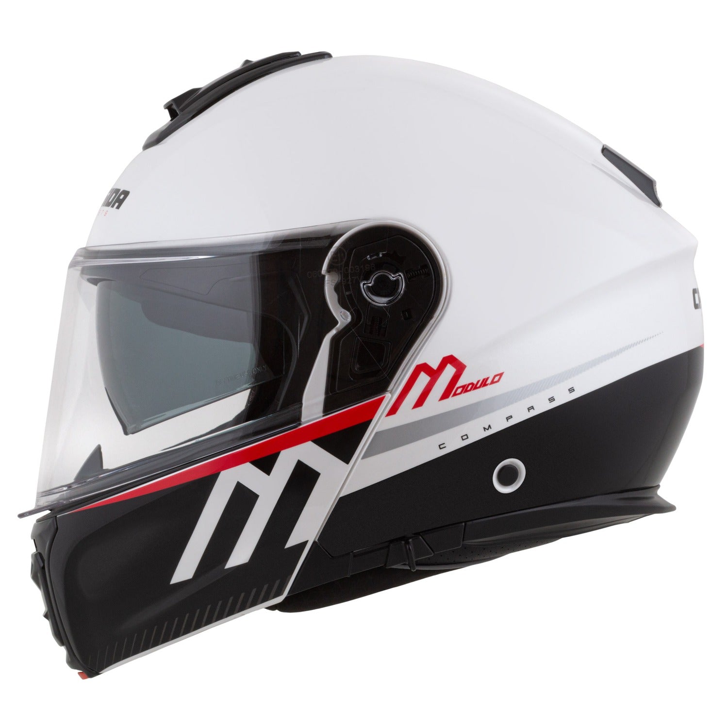 compass motorcycle helmet Helmet CASSIDA Modulo 2.1 Compass white black red silver – all4moto
